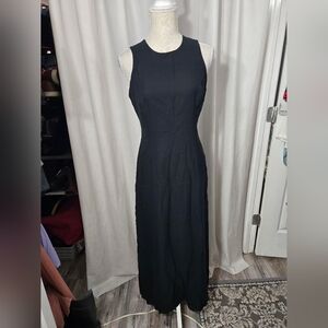 Banana Republic Sleeveless  Midi Dress 100% Silk Black Sz 6